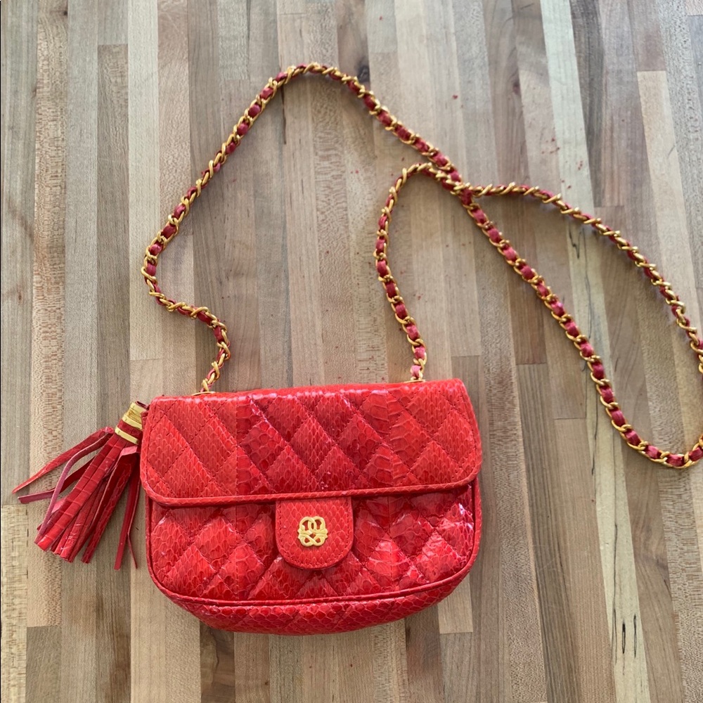 Mary Ann Rosenfeld bright red quilted leather bag